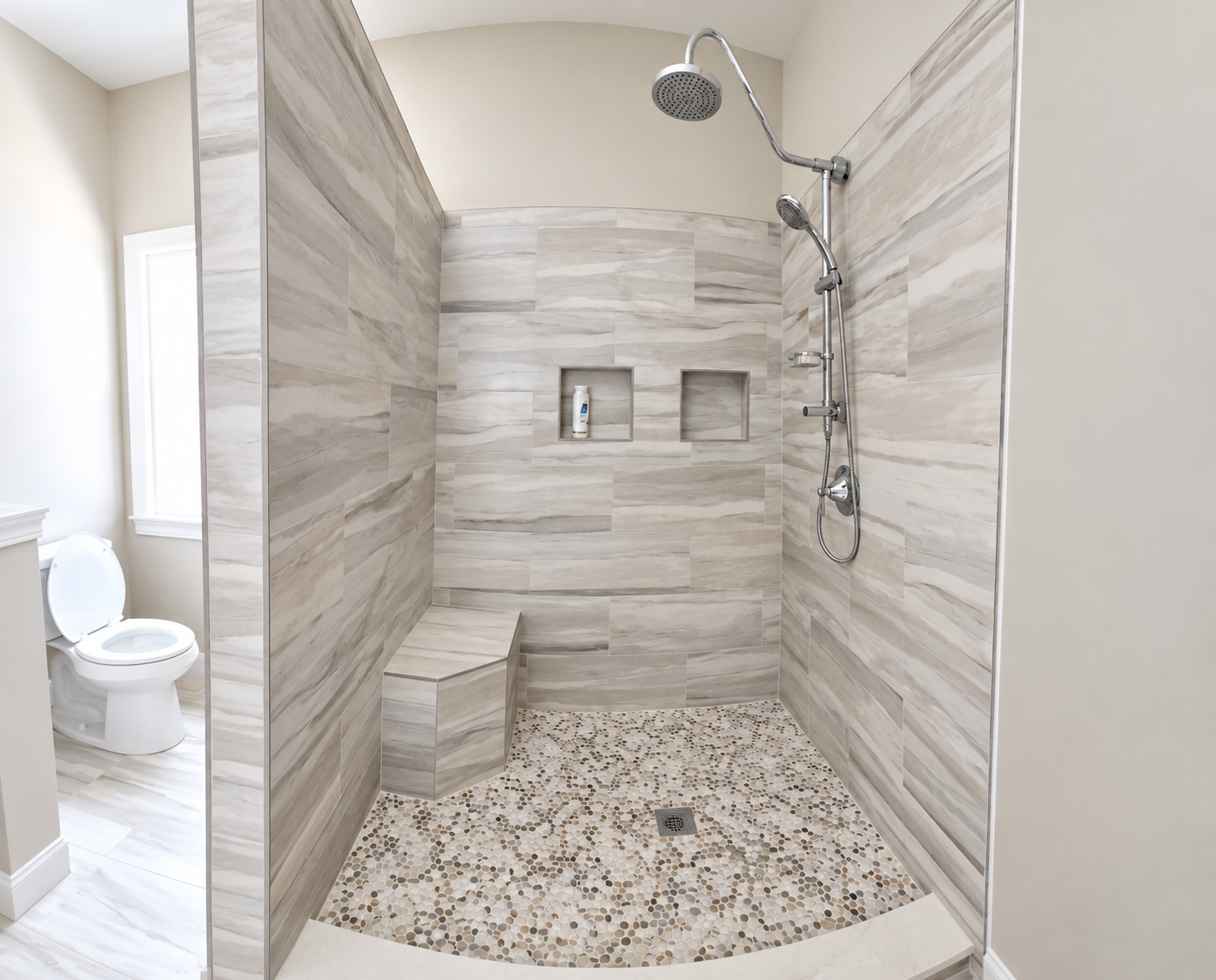 Custom tile shower by Shore Thing Remodeling